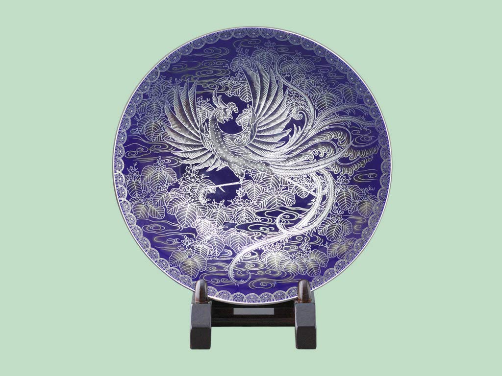 Amazon.co.jp: 香蘭社 置物 - 215×215×30mm 香蘭社 瑠璃銀彩桐鳳凰文
